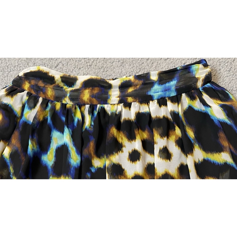Worthington Leopard Maxi Skirt Women's M Blue Chiffon Pull On Boho Safari Jungle - Picture 5 of 10